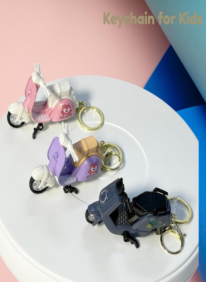 ZAFCO Mini Pushback Moving Scooty Keychain for Kids | Toy keycahin for Girls Gift | Decor for Kids backpack | Birthday Gift for Children | 1 Piece Random - Image 3